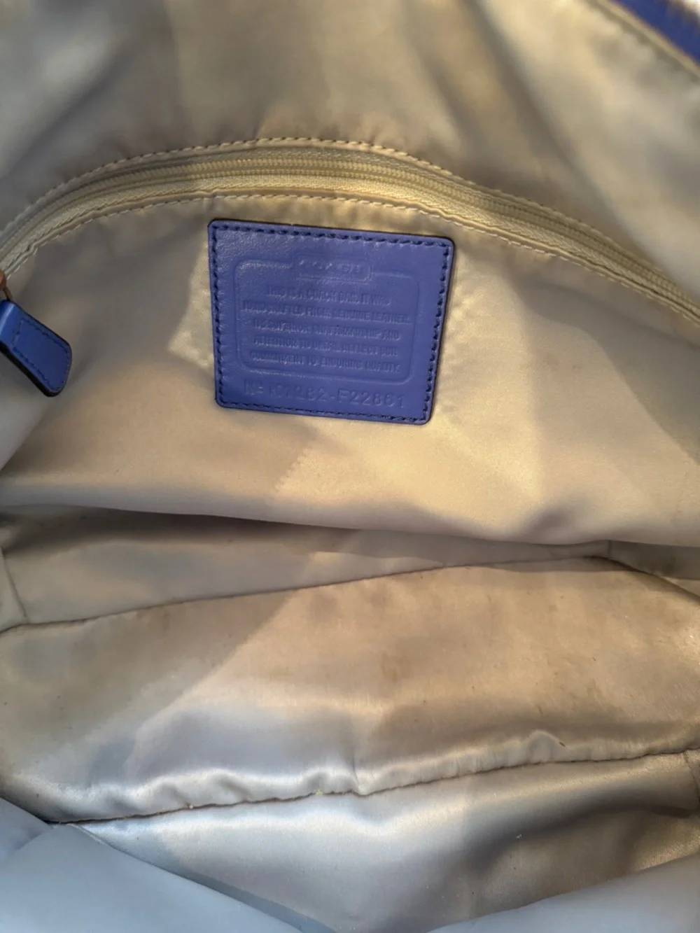 Coach Periwinkle Woven Leather Shoulder Bag with Gold Hardware - Picture 8 of 9